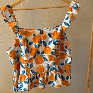 Citrus Print Peplum Summer Top